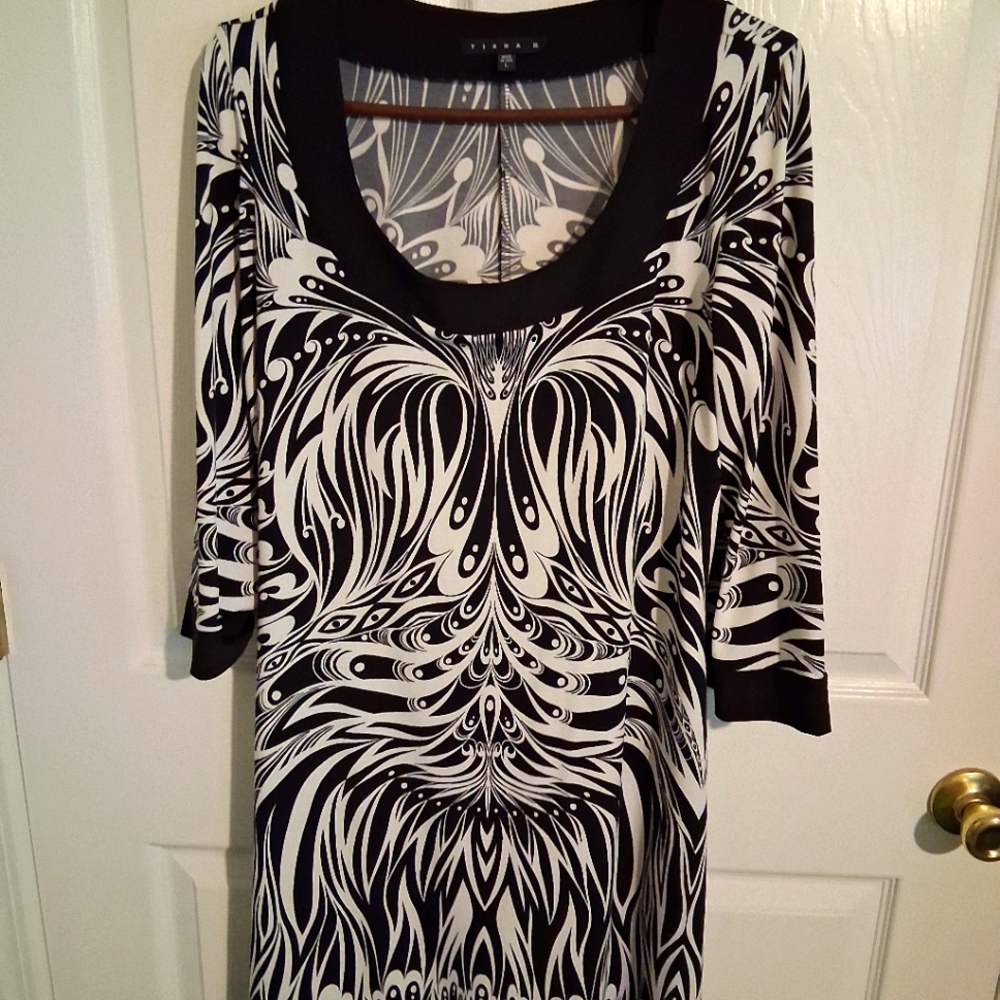 Tiana B Black and White Graphic Dress